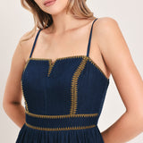 STARS ALONG THE SEAM DENIM MAXI DRESS