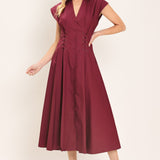CABERNET CHARM WOVEN MIDI DRESS