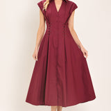CABERNET CHARM WOVEN MIDI DRESS