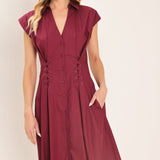 CABERNET CHARM WOVEN MIDI DRESS