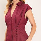 CABERNET CHARM WOVEN MIDI DRESS