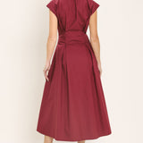 CABERNET CHARM WOVEN MIDI DRESS