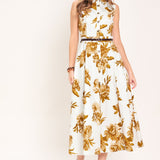 GOLDEN PETALS WOVEN MIDI DRESS