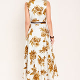 GOLDEN PETALS WOVEN MIDI DRESS