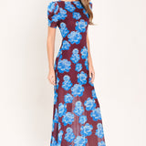 ROYAL BLOOM POWER MESH MIDI DRESS
