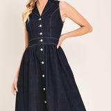 INDIGO CHARM DENIM MIDI DRESS