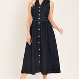INDIGO CHARM DENIM MIDI DRESS