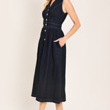 INDIGO CHARM DENIM MIDI DRESS