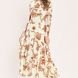HEIRLOOM FLOWERS POWER MESH MIDI DRESS