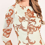 HEIRLOOM FLOWERS POWER MESH MIDI DRESS