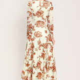 HEIRLOOM FLOWERS POWER MESH MIDI DRESS