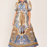 BAROQUE PAISLEY WOVEN MIDI DRESS