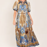 BAROQUE PAISLEY WOVEN MIDI DRESS