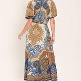 BAROQUE PAISLEY WOVEN MIDI DRESS