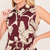 CLARET FLORAL DAY WOVEN MIDI DRESS