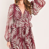 MERLOT LEAVES IN MOTION WOVEN MAXI DRESS