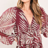 MERLOT LEAVES IN MOTION WOVEN MAXI DRESS