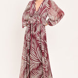 MERLOT LEAVES IN MOTION WOVEN MAXI DRESS