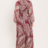 MERLOT LEAVES IN MOTION WOVEN MAXI DRESS