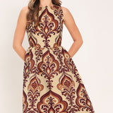 PALAZZO CHARM WOVEN MIDI DRESS