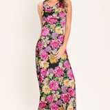 MIDNIGHT GARDEN WOVEN MIDI DRESS