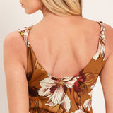 SPICED FLORAL WOVEN MIDI DRESS