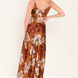 SPICED FLORAL WOVEN MIDI DRESS