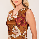 SPICED FLORAL WOVEN MIDI DRESS