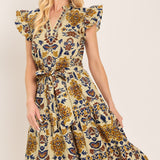 GOLDEN MEADOW WOVEN MIDI DRESS