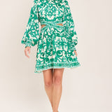 EMERALD FRESCO WOVEN MINI DRESS