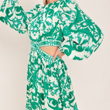 EMERALD FRESCO WOVEN MINI DRESS