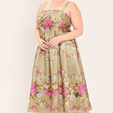 SWEET PEONY MORNING WOVEN MIDI DRESS