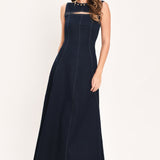 MIDNIGHT GOLDEN SECRET DENIM MAXI DRESS