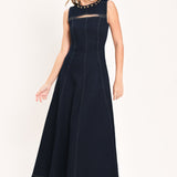 MIDNIGHT GOLDEN SECRET DENIM MAXI DRESS