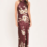 BORDEAUX IVORY BLOOM WOVEN MAXI DRESS