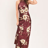 BORDEAUX IVORY BLOOM WOVEN MAXI DRESS