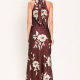 BORDEAUX IVORY BLOOM WOVEN MAXI DRESS