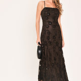 GOLDEN HOUR BROWN TEXTURED STRAPPY ANKLE DRESS