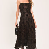 GOLDEN HOUR BROWN TEXTURED STRAPPY ANKLE DRESS