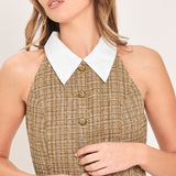CAMBRIDGE COLLAR WOVEN TWEED MINI DRESS