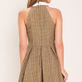 CAMBRIDGE COLLAR WOVEN TWEED MINI DRESS