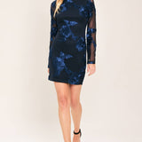 MIDNIGHT BLOOM POWER MESH MINI DRESS