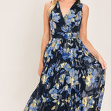 FOIL FLORAL EVENING WOVEN MAXI DRESS
