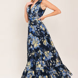 FOIL FLORAL EVENING WOVEN MAXI DRESS