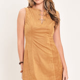 SANDALWOOD KISS FAUX SUEDE MINI DRESS