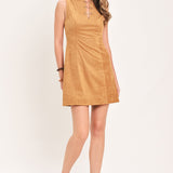 SANDALWOOD KISS FAUX SUEDE MINI DRESS