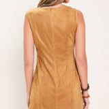 SANDALWOOD KISS FAUX SUEDE MINI DRESS