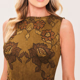 PECAN GARDEN POISE FAUX SUEDE MINI DRESS