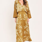 BUTTERSCOTCH BLOSSOM WOVEN MIDI DRESS