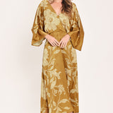 BUTTERSCOTCH BLOSSOM WOVEN MIDI DRESS